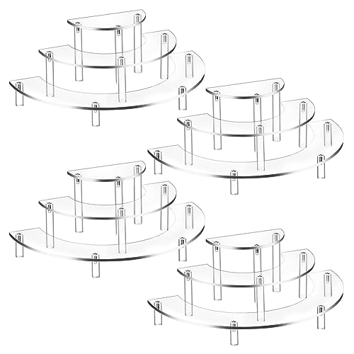 Louttary 4-Teiliger 3-Stufiger Transparenter Cupcake-Ständer, Halbmondförmiger Cupcake-Ständer, Acryl-Riser, Präsentationsständer, Dessert-Ständer Zur Präsentation von Louttary