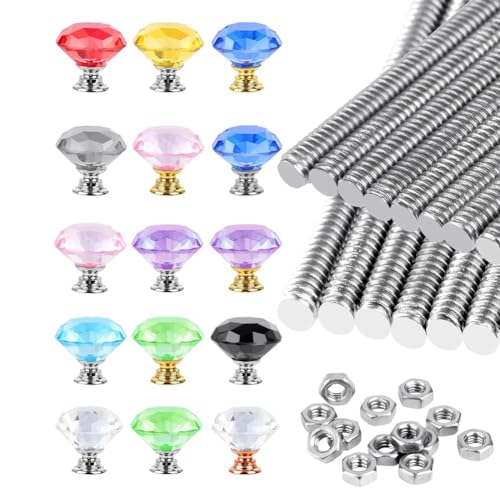 Louttary 45-Teilige Gewindestangen-Sets 8/32 Silber Enthalten 15 Stück -Schraubstange mit 15 Stück Metall-Sechskantmuttern und 15 Stück Perle von Louttary