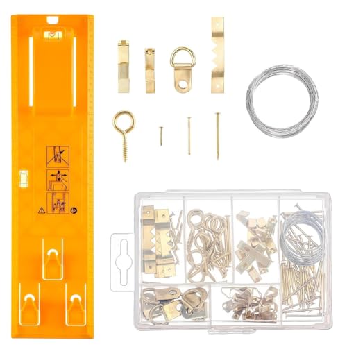 Louttary Bilderaufhängungsset mit Haken für Bilderrahmen, Bilderaufhängungsset mit Wasserwaage, für Rahmen/Kunst/Malerei Louttary Bilderaufhängungsset mit Haken für Bilderrahmen, Bilderaufhängungsset mit Wasserwaage, für Rahmen/Kunst/Malerei von Louttary