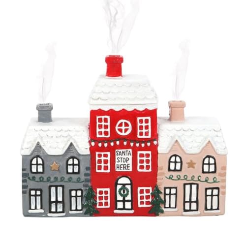 Louttary Haus-Räuchergefäß, Weihnachtlicher Verschneiter Winter-Räucherkegelbrenner, Kaminhütte, Räuchergefäß, Harzornamente für das Heimbüro von Louttary