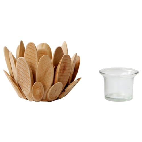 Louttary Holzblumenkerzenhalter Holzkerzenständer Blumen-Teelichthalter Holzverzierung Lotusdeko Retro-Kerzenhalter, Einfach zu Benutzen, Langlebig, Feine Verarbeitung von Louttary