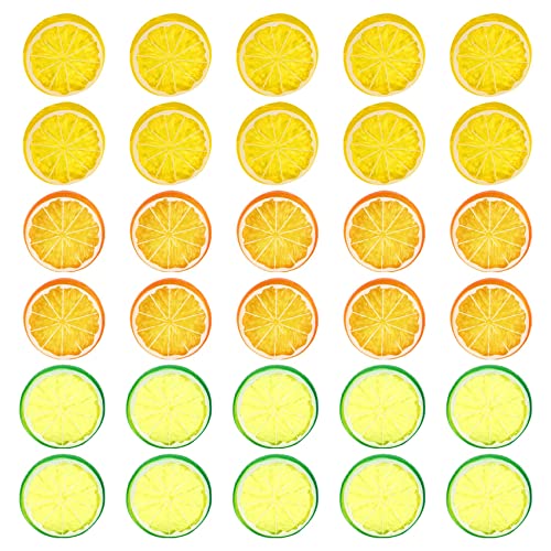 Louttary Künstliche Zitronenscheiben, künstliche Früchte, Mini-Zitronenscheiben, Modell aus Kunststoff, Dekoration für Hochzeit und Party von Louttary