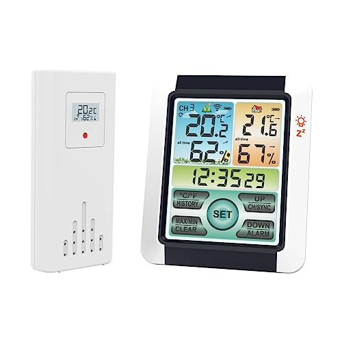 Louttary LCD-Digitalbildschirm-Temperatursensor mit Uhrfunktion, Geeignet für Den Innen- und Außenbereich zu Hause von Louttary