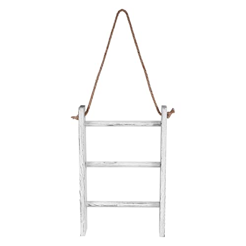 Louttary Leiter zum Aufhängen an der Wand, Stehleiter, aus Holz, kalkgebleicht, rustikal, mit verstellbarem Seil Louttary Leiter zum Aufhängen an der Wand, Stehleiter, aus Holz, kalkgebleicht, rustikal, mit verstellbarem Seil von Louttary
