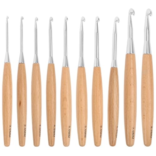 Louttary Set mit großen Haken mit Griff aus Buchenholz, große Haken für dicke Fäden Louttary Set mit großen Haken mit Griff aus Buchenholz, große Haken für dicke Fäden von Louttary
