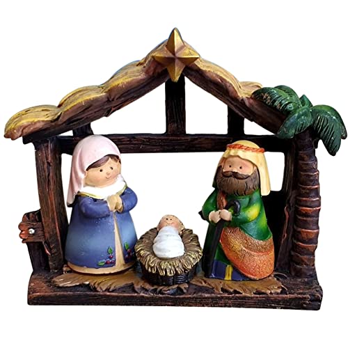 Louttary Weihnachtskrippe Krippenfiguren Satz mit Kinderzimmer Heilige Familie Figur Statue Weihnachtstischdekoration von Louttary