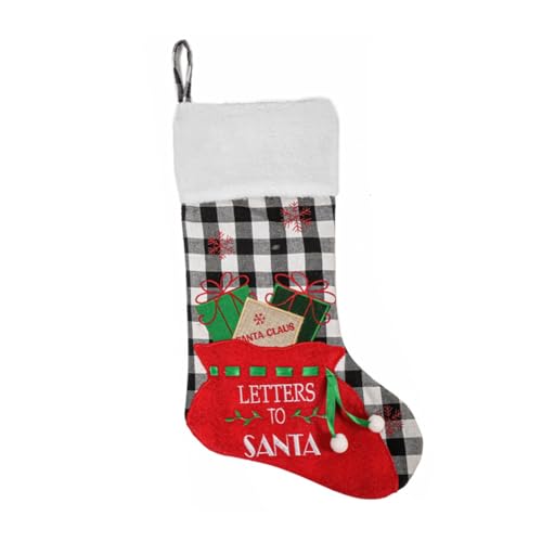 Louttary Weihnachtsstrümpfe, Büffelkaro, Weihnachtsstrümpfe, Kamin-Hängestrümpfe, Weihnachtsstrümpfe, Weihnachtsbaumdekoration, Langlebig, Einfach zu Verwenden, 50 X 27 cm von Louttary