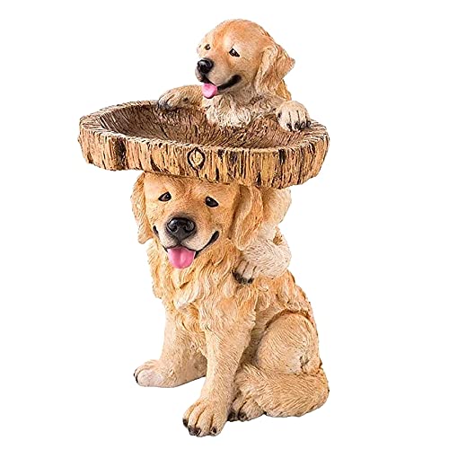 Louttary Welpe aus Polyresin, braun, Podest für Geschenke, handgefertigt, für Garten, Rasen, Hof, Dekoration von Louttary