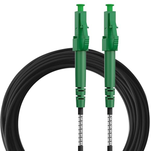 LovYiu Gepanzerte Glasfaserkabel LC APC auf LC APC 5M, LWL Patchkabel Singlemode Simplex 9/125μm FTTH Lichtwellenleiter LSZH, Schwarz, 5 Meter von LovYiu