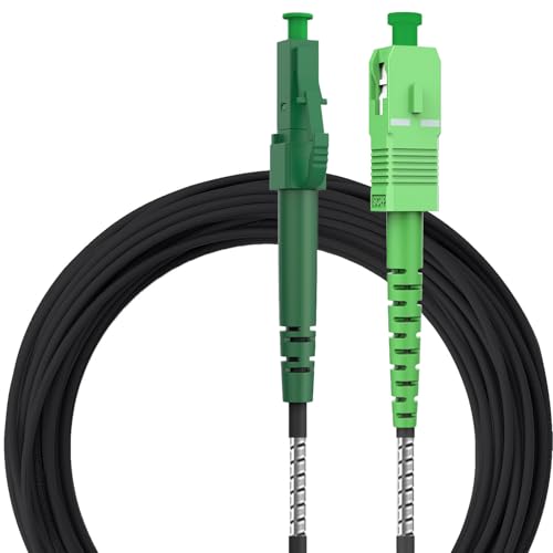 LovYiu Gepanzerte Glasfaserkabel LC APC auf SC APC 20M, LWL Patchkabel Singlemode Simplex 9/125μm FTTH Lichtwellenleiter LSZH, Schwarz, 20 Meter von LovYiu