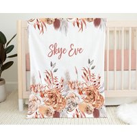 Benutzerdefinierte Boho Karamell Blumen Baby Mädchen Name Decke, Personalisierte Baby-Dusche-Geschenk von LovableGiftCo