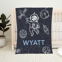Benutzerdefinierte Name Astronaut Baby Decke, Personalisierte Weltraum Baby-Dusche-Geschenk von LovableGiftCo