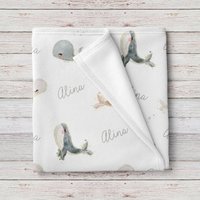 Benutzerdefinierte Name Wale Baby-Mädchen-Decke, Personalisierte Baby-Dusche-Geschenk von LovableGiftCo