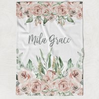 Benutzerdefinierte Weiche Blumen Rose Baby Mädchen Name Decke, Personalisierte Baby-Dusche-Geschenk von LovableGiftCo