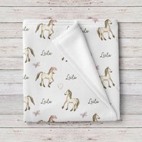 Personalisierte Hübsche Ponys Baby-Mädchen-Namen-Decke, Benutzerdefinierte Baby-Dusche-Geschenk von LovableGiftCo