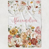 Vintage Floral Custom Baby Girl Name Decke, Personalisierte Baby-Dusche-Geschenk von LovableGiftCo