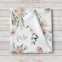 Weiche Blumen Rose Personalisierte Baby Mädchen Name Decke, Benutzerdefinierte Babypartygeschenk von LovableGiftCo