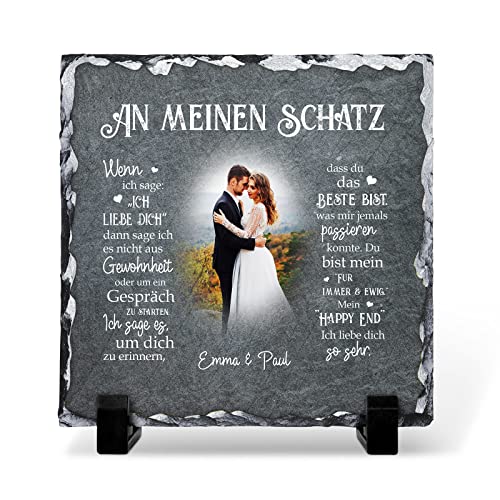 Love Faith An meinen Schatz - Individuelle Schiefertafel mit Druck - Mit anpassbarem Foto, Namen & Spruch - 15x15 cm/Matt von Love Faith