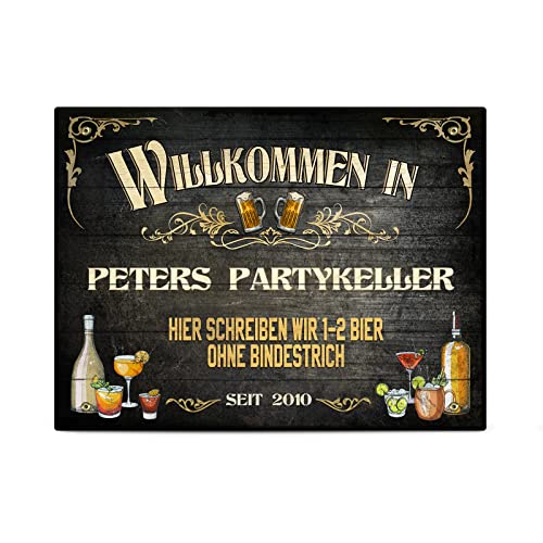 Love Faith Dein Partykeller - Türschild 40 x 30 cm (ohne Löcher) - Personalisiertes Schild für Partykeller - Wanddeko Männergeschenk zum Vatertag von Love Faith