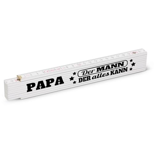 Love Faith Der alles kann! 2 Meter Zollstock, Personalisierter Meterstab mit Namen & Spruch, Geschenk für Handwerker & Heimwerker (weiß) von Love Faith