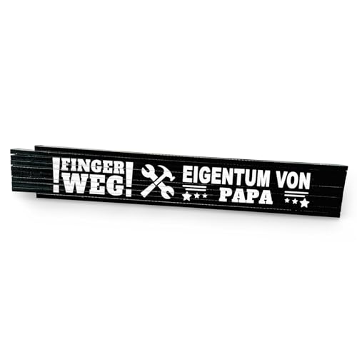 Love Faith Finger Weg! 2 Meter Zollstock, Personalisierter Meterstab mit Namen & Spruch, Geschenk zum Vatertag für Handwerker & Heimwerker (schwarz) von Love Faith