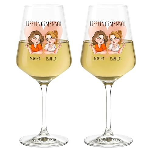 Love Faith - Freundinnen - Personalisiertes Weinglas als Geschenk für die beste Freundin im 2er Set von Love Faith