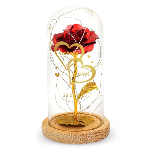 Love Faith - Ich Liebe Dich - Personalisierte ewige Rose im Glas - Rose mit LED-Licht und Spruch - Geschenkidee für Paare zum Jahrestag von Love Faith