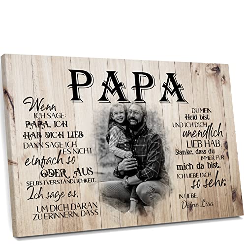 Love Faith Leinwand An unseren Papa 120 x 80 cm - Personalisiertes Wandbild im Querformat - Geschenk für Väter mit eigenem Foto von Love Faith