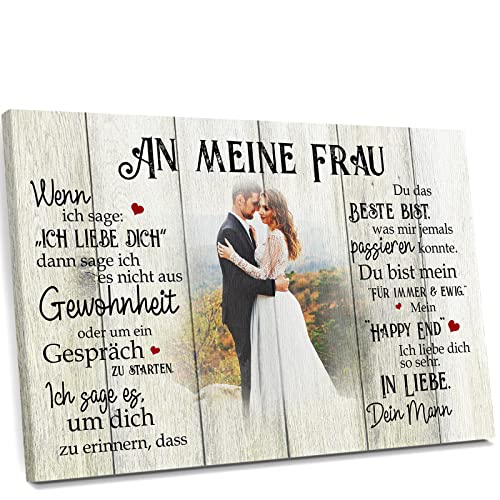 Love Faith Mein Happy End (an sie) Paar-Leinwand 120 x 80 cm - Personalisiertes Wandbild als Geschenk für Frau/Freundin mit eigenem Foto von Love Faith