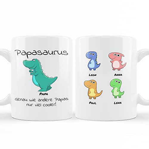Love Faith Papasaurus & Opasaurus Tasse - Personalisierte Kaffeetasse als Geschenk für Papa & Opa - Lustige Dino Tasse mit Namen & Spruch von Love Faith