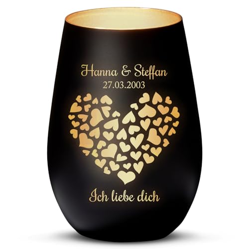 Love Faith Valentinsherz - Personalisiertes Windlicht für Teelichter mit Namen-Gravur Paare & Brautpaare von Love Faith