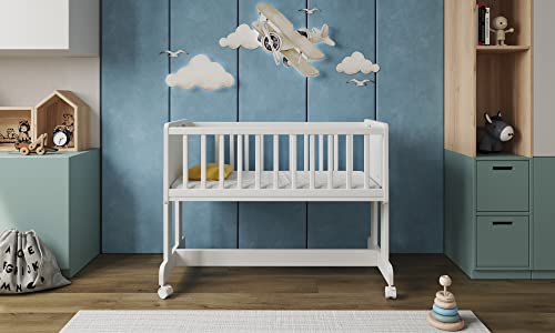 Love For Sleep Multifunktionell 6 in 1 Babybett,Beistellbett mit Matratze, Rollen 90x40cm Möglichkeit zur Verwandlung in eine Spielzeugkiste, einen Tisch oder eine Bank. von Love For Sleep