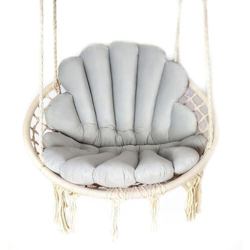 Love Gifts® Hängesessel Kissen in Muschelform 2 Stück + 1 kleines Kissen in Herzform, passend auch für einen Hängekorb, Farbe Grau von Love Gifts
