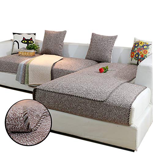 Love House Reversible Sofa Überwurf, Leinen Schnitt Schonbezug Sofa Schmutzresistent Sofaüberwurf Sofa Throw Einfarbig Sofa Abdeckung -Kaffee 70x120cm(28x47inch) von Love House