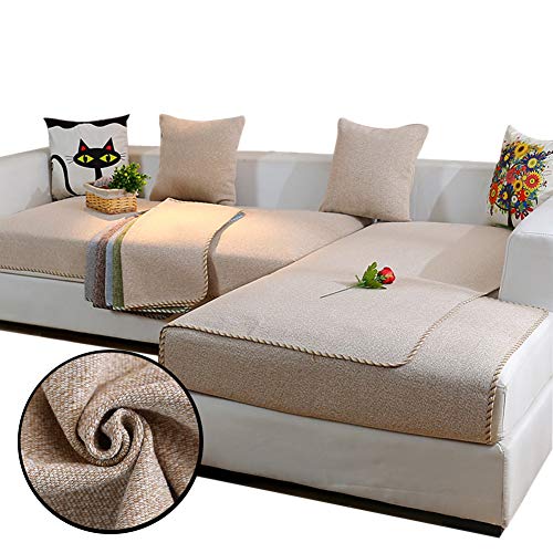 Love House Reversible Sofa Überwurf, Leinen Schnitt Schonbezug Sofa Schmutzresistent Sofaüberwurf Sofa Throw Einfarbig Sofa Abdeckung -beige 45 * 45cm(Kissenbezug) von Love House