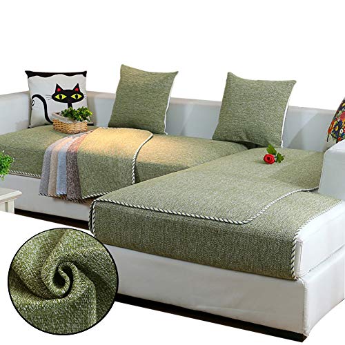 Love House Reversible Sofa Überwurf, Leinen Schnitt Schonbezug Sofa Schmutzresistent Sofaüberwurf Sofa Throw Einfarbig Sofa Abdeckung -grün 45 * 45cm(Kissenbezug) von Love House