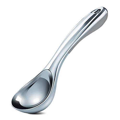 Eisportionierer Eislöffel Eiscreme Löffel mit Gummigriff Zinklegierung Antihaft, Länge 19cm Durchmesser 5cm (Grau) von Love-KANKEI