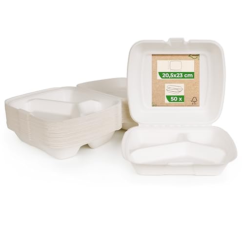 Love Nature Ökologische Menübox 3 Geteilt 50 Stück - Einweggeschirr Zuckerrohr - Menübox Einweg - Take Away Verpackung - To Go Verpackungen Essen Love Nature Ökologische Menübox 3 Geteilt 50 Stück - Einweggeschirr Zuckerrohr - Menübox Einweg - Take Away Verpackung - To Go Verpackungen Essen von Love Nature