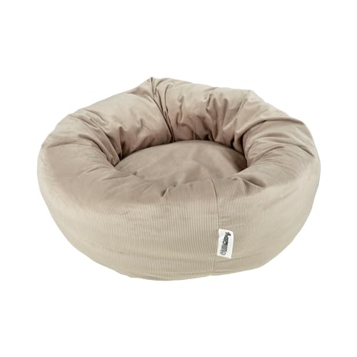 Love Story Donut Kissen, rund, Velours, gerippt, Polyester, D55 x 20 cm, Haselnussbraun von Love Story