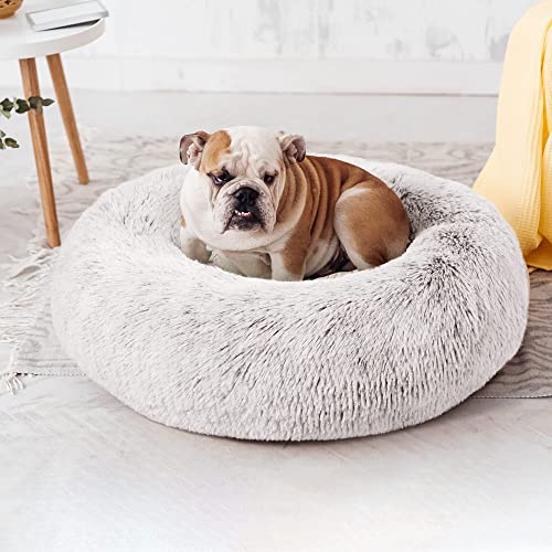 Love's cabin Hundebett mittelgroße kleine Hunde flauschig rund donut 60cm - Hundekissen waschbar mit rutschfest Unterseite Hundekorb Hundebetten - Hunde Bett Katzenbett für Gelenkentlastung und Schlaf von Love's cabin