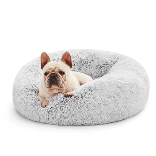 Love's cabin Hundebett mittelgroße kleine Hunde flauschig rund donut 60cm - Hundekissen waschbar mit rutschfest Unterseite Hundekorb Hundebetten - Hunde Bett Katzenbett für Gelenkentlastung und Schlaf von Love's cabin