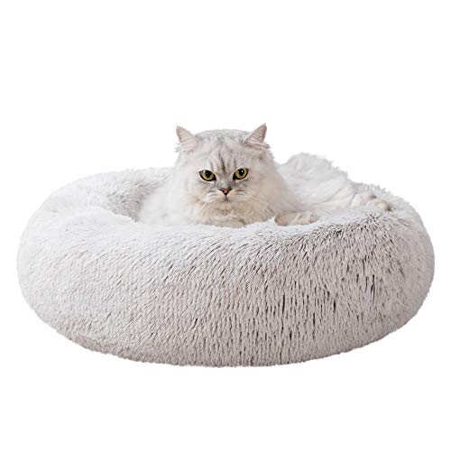 Love's cabin Katzenbett flauschig rund Hundebett 50cm - Donut Katzenkissen waschbar mit rutschfest Unterseite Katzenkorb zum schlafen - Katzen Bett Katzenkörbchen für Gelenkentlastung und Schlaf von Love's cabin