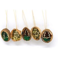 Baumschmuck Walnuss Glitzer Tannenbaum Stern Weihnachtsbaumschmuck Weihnachtsdeko Walnussschale 5 Stück 3, 98 Euro/Stück von LoveAndCraftsShop