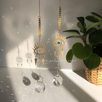 Auge Sonnenfänger | Schützendes Lichtfänger Kristallprisma Aufhänger Fürs Fenster Bösen Blick Regenbogenmacher von LoveAndLightShopCa