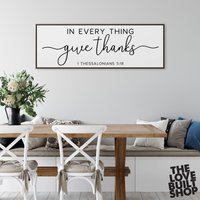 In Alles Geben Danke Zeichen Wanddekor Für Gerahmte Leinwand Esszimmer Frühling Wohndekor von LoveBuiltShop