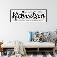 Nachname-Zeichen Familienname-Zeichen Hochzeitsgeschenk Housewarminggeschenk Gerahmte Leinwand Zeichen | Familien Name Hergestellt Frühling Home von LoveBuiltShop