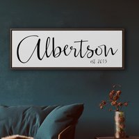 Nachname-Zeichen Familienname-Zeichen Hochzeitsgeschenk Housewarminggeschenk Hergestellt Gerahmtes Zeichen Familienname Frühling Wohndekor von LoveBuiltShop