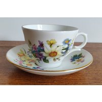 Vintage Teetasse Und Untertasse - Staffordshire England Wunderschöne Handbemalte Blumen & Goldrand von LoveForVintageByAnne