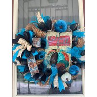 Türkiser Herbstkranz/Kürbiskranz Aus Samt von LoveGrowsEverywhere