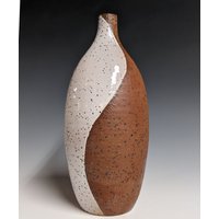 Gesprenkelte Rot & Weiße Flasche Vase | Auf Einem Teller Gedrehte Keramik Steinzeug von LoveHandleClay